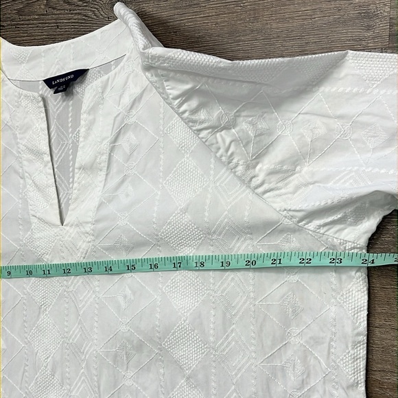 Lands End Embroidered 100% Cotton Tunic Sz L 14-16 Notch Coastal Beachy Swim - Picture 11 of 13